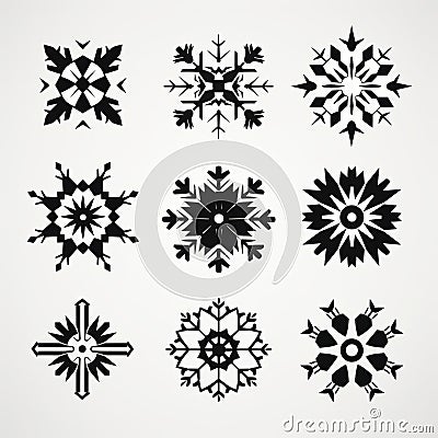 Minimalist Black And White Snowflake Vector Art Stock Photo