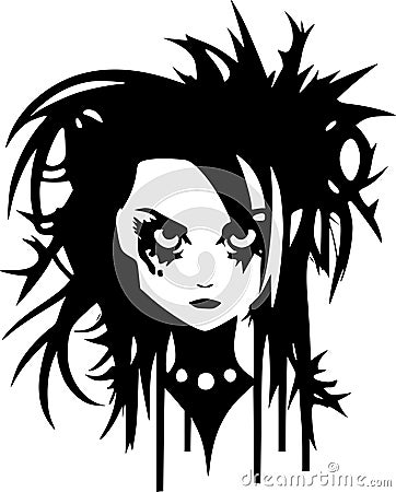 Goth - black and white vector illustration Vector Illustration