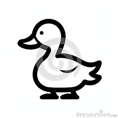 Minimalist Blackwhite Duck Icon Design In Ilford Pan F Style Stock Photo