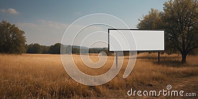 Minimalist blank billboard in a rural area. Stock Photo