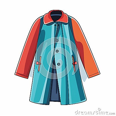 Minimalist Blue And Orange Raincoat Lining Vector Illustration Cartoon Illustration