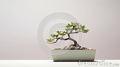 Minimalist Bonsai Tree In Ceramic Pot - Associated Press Photo Stock Photo