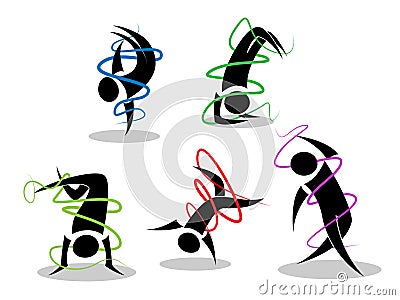 Minimalist break dance figures Vector Illustration