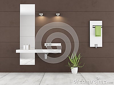 Minimalist brown bathroom Stock Photo