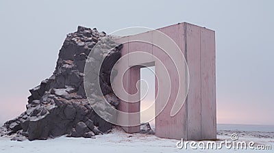 Minimalist Brutalist Architecture In Vatnajokull: A Photorealistic Composition Stock Photo