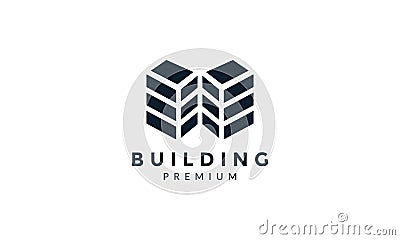 Minimalist building shape 3d flat logo vector icon illustration design Vector Illustration