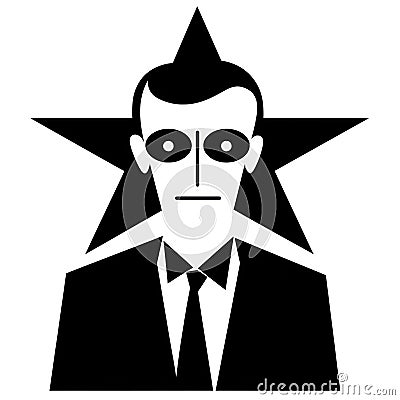 Minimalist Businessman Stencil with Star Sign and Shiny Eyes (AI Generated Stock Photo