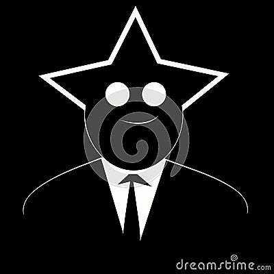 Minimalist Businessman Stencil with Star Sign and Shiny Eyes (AI Generated Stock Photo