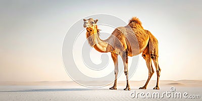 Minimalist Camel Portrait A Single Arabian Camel Against a Pristine White Background for Design Editorial Use Stock Photo