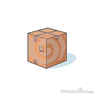 Minimalist Cartoon Illustration Of An Empty Brown Cardboard Box Cartoon Illustration