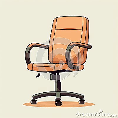 Minimalist Cartoon Office Chair: Orange, Dark Beige, Patrick Brown Style Cartoon Illustration