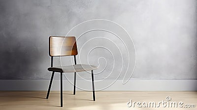 Minimalist Chic, Loft Style Chair Creates a Striking Presence Against a Blank Wall Background. Generative AI Stock Photo