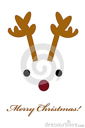 Minimalist Christmas Reindeer Greeting Card Vector Illustration