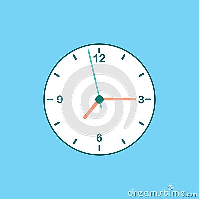 Minimalist clock icon and simple flat symbol for web site, mobile, logo, app, UI Vector Illustration