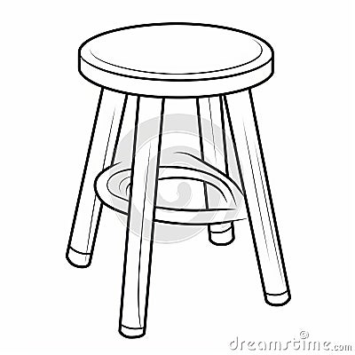 Minimalist Coloring Page Of A Stool In Mamiya Rb67 Style Stock Photo