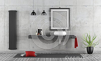 Minimalist concrete bathroom Stock Photo