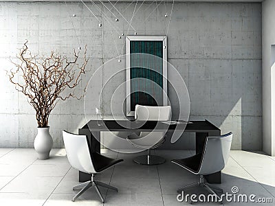 Minimalist concrete office interior Stock Photo