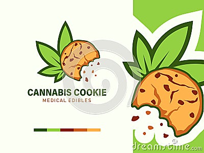 modern cannabis cookies bakery logo design Vector Illustration