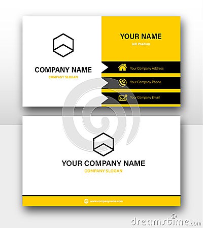 Minimalist Corporate yellow business card design Vectors Template Stock Photo