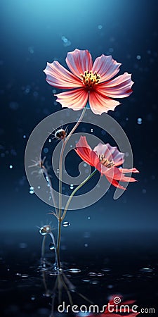 Minimalist Cosmos Flower Wallpaper For Best And Tcl 8-series Cartoon Illustration