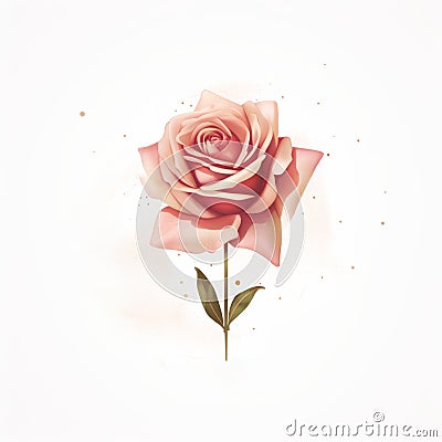 Minimalist Cosmos: Vector Pink Rose On White Background Stock Photo