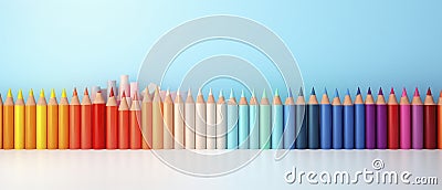 Minimalist Creativity: Capturing the Essence of School Pencils on a Subdued Pastel Canvas. Generative AI Stock Photo