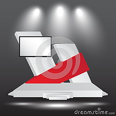 Minimalist 3d stage performance presentation exhibition with blank LED Vector Illustration