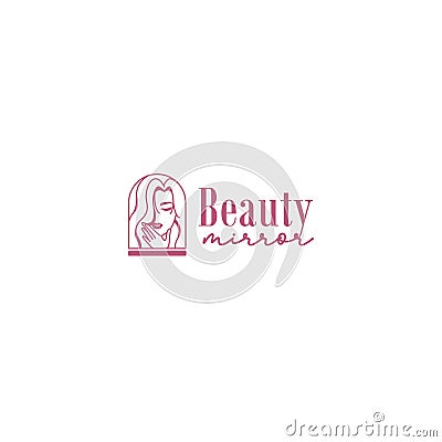 Minimalist design Beauty Mirror style logo design Vector Illustration