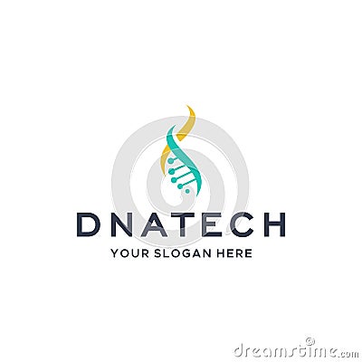 minimalist DNATECH moleculer circle logo desig Vector Illustration