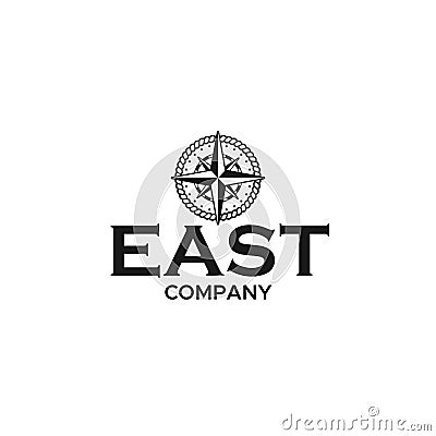 Minimalist EAST COMPANY Compass badge logo design Vector Illustration