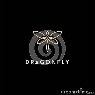 Minimalist elegant Butterfly Dragonfly wings logo Vector Illustration