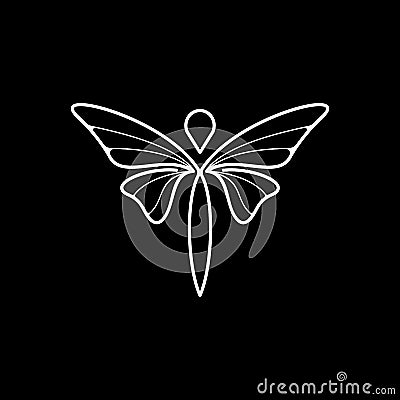Minimalist elegant Butterfly logo design with line art style Vector Illustration