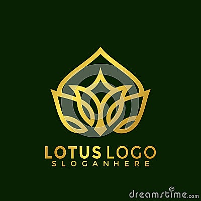 Minimalist Elegant Lotus logo, Golde meditation spa modern logos Design Vector Vector Illustration