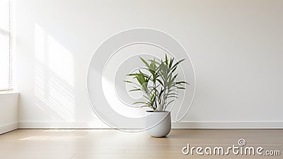 Minimalist Empty Room With Tranquil Planter Stock Photo