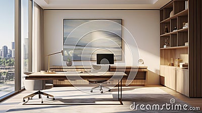 A minimalist executive suite photo realistic illustration - Generative AI. Cartoon Illustration