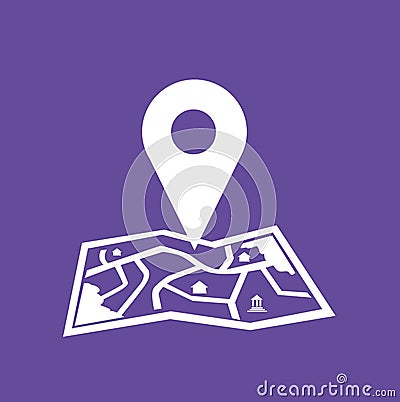 Minimalist Folded Map with Location Icon vector Vector Illustration