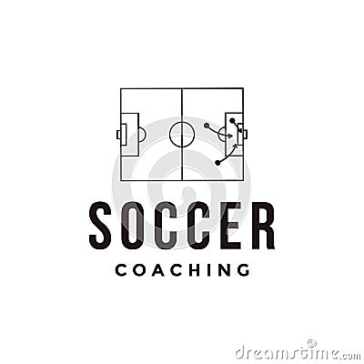 Minimalist Football soccer sport team club league logo with coaching tactic strategy concept icon vector Vector Illustration