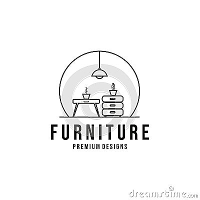 minimalist furniture logo vector illustration design, line art furniture logo Vector Illustration