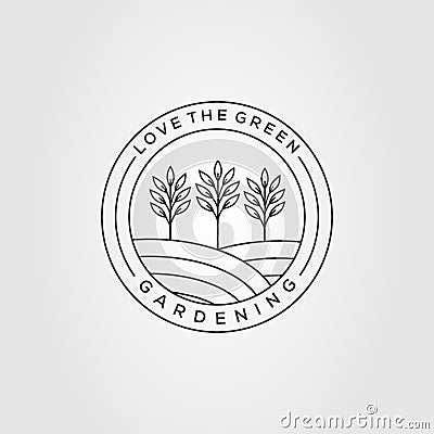 Minimalist gardening line art logo template vector illustration design. simple garden, farming, and nature line art icon Vector Illustration