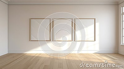 Minimalist Geometric Abstractions: White Room With Precisionist Lines Stock Photo