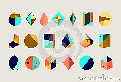 Minimalist geometric brutal shapes.Colorful basic memphis abstract forms.Bauhaus elements. Art vector set en trendy modern colors Vector Illustration