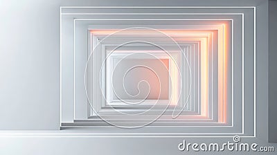 Minimalist geometric lines create a layered effect with neon gradients, utilizing negative space in dove grey. The Stock Photo
