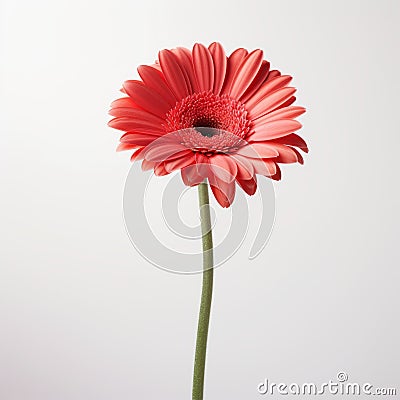 Minimalist Gerbera Flower On White Background Stock Photo