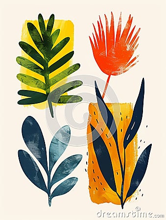 Minimalist Graphic Abstract Shape Composition for Modern Design Generative AI Cartoon Illustration