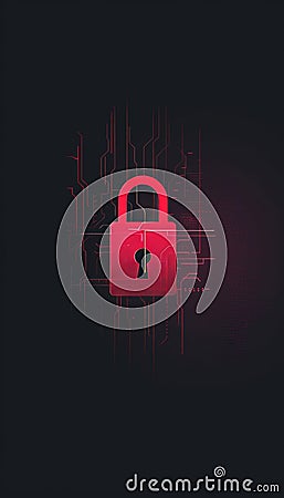 Minimalist graphic design showcasing a computer password on a solid dark red background Stock Photo