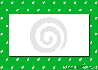 Minimalist Greeting Card Vintage Illustration With Cedar Cones Polka Dot Pattern, Dark Pastel Green Background And Copy Space. Chr Stock Photo