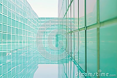 Minimalist grid patterns in light blue and green, representing structure and order Stock Photo
