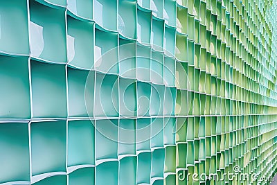 Minimalist grid patterns in light blue and green, representing structure and order Stock Photo