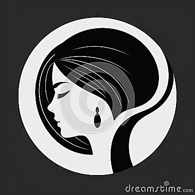 Minimalist Hairdresser Logo with Thick Black and White Outline. Perfect for Business Cards and Websites. Stock Photo