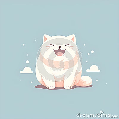 Minimalist happy cat illustration. Cartoon style design with character isolated on a plain background. Cartoon Illustration